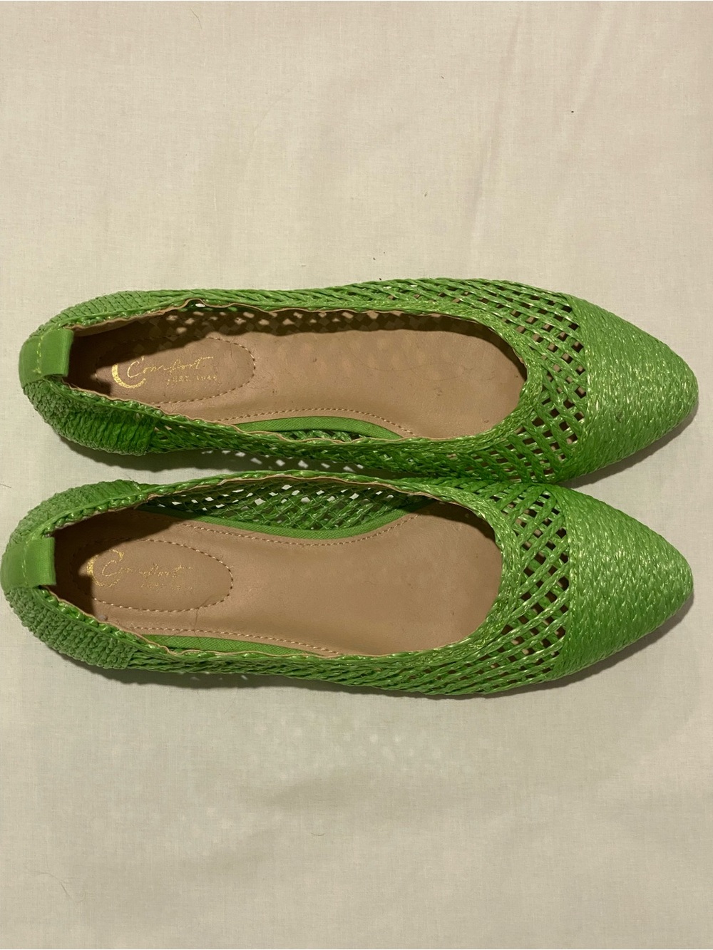 comfort plus by Predictions Bright Green Woven Pointed Flats